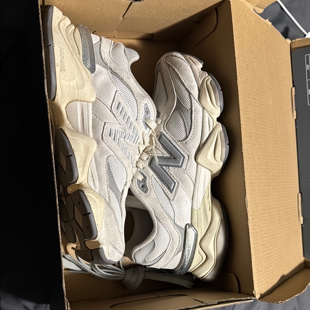 New Balance Cream and Gray Athletic Shoes